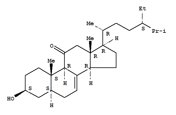 Molecular Structure of 168146-46-1 (Stigmast-7-en-11-one,3-hydroxy-, (3b,5a,24S)-)