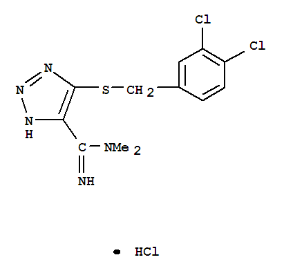 Molecular Structure of 173165-28-1 (1H-1,2,3-Triazole-4-carboximidamide,5-[[(3,4-dichlorophenyl)methyl]thio]-N,N-dimethyl-, hydrochloride (1:1))