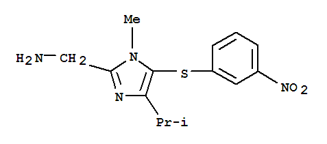 Molecular Structure of 178979-58-3 (1H-Imidazole-2-methanamine,1-methyl-4-(1-methylethyl)-5-[(3-nitrophenyl)thio]-)