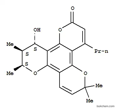 Molecular Structure of 179605-72-2 (2H,6H,10H-Benzo[1,2-b:3,4-b':5,6-b'']tripyran-2-one,11,12-dihydro-12-hydroxy-6,6,10,11-tetramethyl-4-propyl-, (10S,11S,12S)- (9CI))