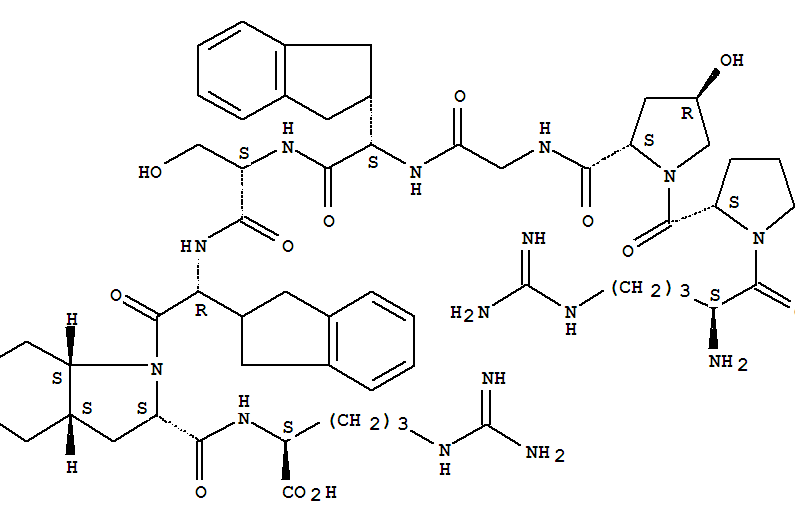 180963-42-2,L-Arginine,L-arginyl-L-prolyl-(4R)-4-hydroxy-L-prolylglycyl-(2S)-2-(2,3-dihydro-1H-inden-2-yl)glycyl-L-seryl-(2R)-2-(2,3-dihydro-1H-inden-2-yl)glycyl-(2S,3aS,7aS)-octahydro-1H-indole-2-carbonyl-(9CI),L-Arginine,L-arginyl-L-prolyl-trans-4-hydroxy-L-prolylglycyl-L-2-(2,3-dihydro-1H-inden-2-yl)glycyl-L-seryl-D-2-(2,3-dihydro-1H-inden-2-yl)glycyl-L-(2a,3ab,7ab)-octahydro-1H-indole-2-carbonyl-; B 9598
