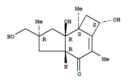Molecular Structure of 194807-77-7 (4H-Cyclobut[e]inden-4-one,1,2,4a,5,6,7,7a,7b-octahydro-2,7a-dihydroxy-6-(hydroxymethyl)-3,6,7b-trimethyl-,(2S,4aR,6R,7aR,7bS)-)