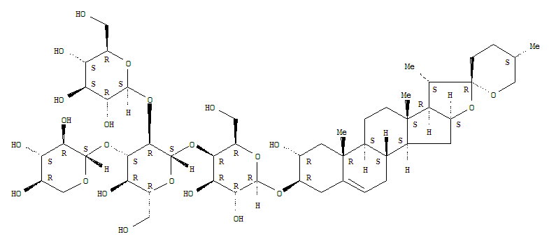Molecular Structure of 195304-82-6 (b-D-Galactopyranoside, (2a,3b,25S)-2-hydroxyspirost-5-en-3-yl O-b-D-glucopyranosyl-(1®2)-O-[b-D-xylopyranosyl-(1®3)]-O-b-D-glucopyranosyl-(1®4)- (9CI))