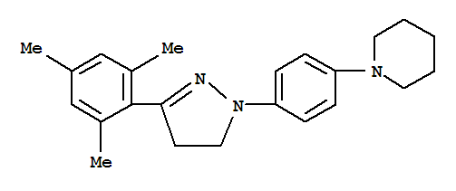 Molecular Structure of 196706-79-3 (Piperidine,1-[4-[4,5-dihydro-3-(2,4,6-trimethylphenyl)-1H-pyrazol-1-yl]phenyl]-)