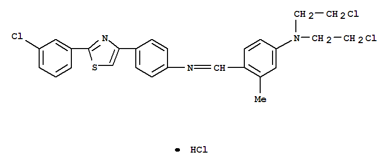 19749-66-7,N,N-bis(2-chloroethyl)-4-[(E)-({4-[2-(3-chlorophenyl)-1,3-thiazol-4-yl]phenyl}imino)methyl]-3-methylaniline,Thiazole,4-[p-[[4-[bis(2-chloroethyl)amino]-2-methylbenzylidene]amino]phenyl]-2-(m-chlorophenyl)-,monohydrochloride (8CI); NSC 101486