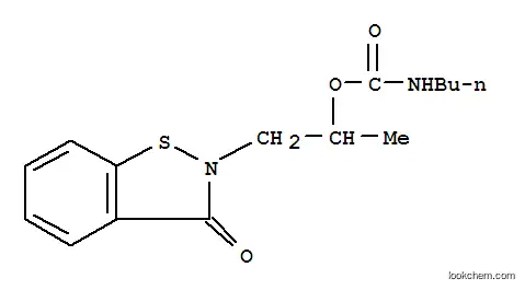 Molecular Structure of 199173-01-8 (Carbamic acid, butyl-,1-methyl-2-(3-oxo-1,2-benzisothiazol-2(3H)-yl)ethyl ester (9CI))