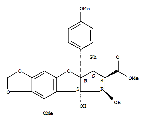 217481-12-4,6H-Cyclopenta[4,5]furo[2,3-f]-1,3-benzodioxole-7-carboxylicacid,5a,7,8,8a-tetrahydro-8,8a-dihydroxy-9-methoxy-5a-(4-methoxyphenyl)-6-phenyl-,methyl ester, (5aR,6S,7R,8R,8aS)-,Pannellin