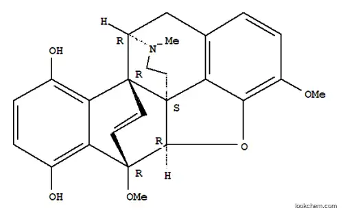 Molecular Structure of 2725-91-9 (5,9b-Etheno-10,11c-(iminoethano)chryseno[4,5-bcd]furan-6,9-diol,4a,5,10,11-tetrahydro-3,5-dimethoxy-14-methyl-, (4aR,5R,9bR,10R,11cS)-)