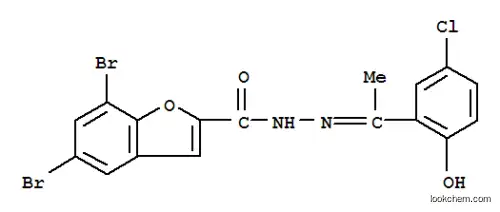 Molecular Structure of 33688-58-3 (2-Benzofurancarboxylicacid, 5,7-dibromo-, 2-[1-(5-chloro-2-hydroxyphenyl)ethylidene]hydrazide)