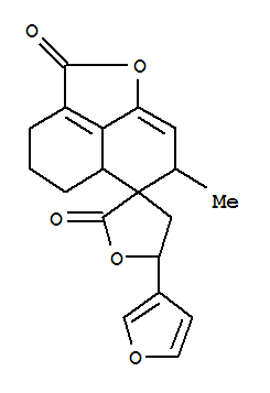 41759-79-9,Spiro[furan-3(2H),6'-[6H]naphtho[1,8-bc]furan]-2,2'(4'H)-dione,5-(3-furanyl)-3',4,5,5',5'a,7'-hexahydro-7'-methyl-, (3R,5S,5'aS,7'R)- (9CI),Spiro[furan-3(2H),6'-[6H]naphtho[1,8-bc]furan]-2,2'(4'H)-dione,5-(3-furanyl)-3',4,5,5',5'a,7'-hexahydro-7'-methyl-, [5'aS-[5'aa,6'b(R*),7'b]]-; Teuscorolide