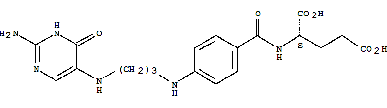 5786-81-2,N-[4-({3-[(2-amino-6-oxo-1,6-dihydropyrimidin-5-yl)amino]propyl}amino)benzoyl]glutamic acid,Glutamicacid, N-[p-[[3-[(2-amino-4-hydroxy-5-pyrimidinyl)amino]propyl]amino]benzoyl]-(7CI); Glutamic acid,N-[p-[[3-[(2-amino-4-hydroxy-5-pyrimidinyl)amino]propyl]amino]benzoyl]-, L-(8CI); L-Glutamic acid,N-[4-[[3-[(2-amino-1,4-dihydro-4-oxo-5-pyrimidinyl)amino]propyl]amino]benzoyl]-(9CI); NSC 93155