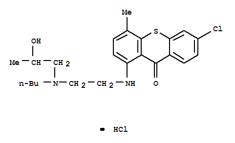 6314-16-5,1-({2-[butyl(2-hydroxypropyl)amino]ethyl}amino)-6-chloro-4-methyl-9H-thioxanthen-9-one,9H-Thioxanthen-9-one,1-[[2-[butyl(2-hydroxypropyl)amino]ethyl]amino]-6-chloro-4-methyl-,monohydrochloride (9CI); Thioxanthen-9-one,1-[[2-[butyl(2-hydroxypropyl)amino]ethyl]amino]-6-chloro-4-methyl-,hydrochloride (6CI); NSC 40208