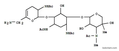 Molecular Structure of 63785-78-4 (D-Streptamine,O-2-(acetylamino)-6-amino-2,3,4,6-tetradeoxy-a-D-glycero-hex-4-enopyranosyl-(1®4)-O-[3-(acetylmethylamino)-3-deoxy-4-C-methyl-b-L-arabinopyranosyl-(1®6)]-N,N'-diacetyl-2-deoxy- (9CI))