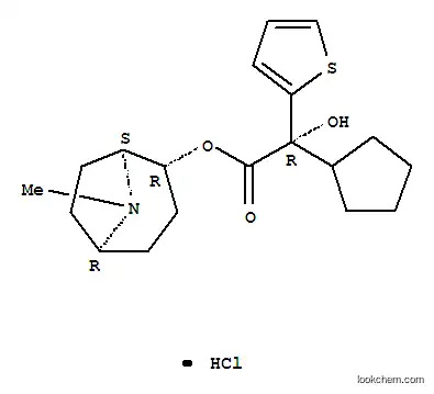 Molecular Structure of 64471-32-5 ((1S,2R,5S)-8-methyl-8-azabicyclo[3.2.1]oct-2-yl (2R)-cyclopentyl(hydroxy)thiophen-2-ylethanoate hydrochloride)
