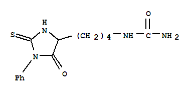 66325-61-9,1-[4-(5-oxo-1-phenyl-2-thioxoimidazolidin-4-yl)butyl]urea,Urea,[4-(5-oxo-1-phenyl-2-thioxo-4-imidazolidinyl)butyl]- (9CI); NSC 96430