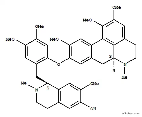 Molecular Structure of 66408-23-9 (6-Isoquinolinol,1-[[4,5-dimethoxy-2-[(5,6,6a,7-tetrahydro-1,2,10-trimethoxy-6-methyl-4H-dibenzo[de,g]quinolin-9-yl)oxy]phenyl]methyl]-1,2,3,4-tetrahydro-7-methoxy-2-methyl-,[S-(R*,R*)]- (9CI))