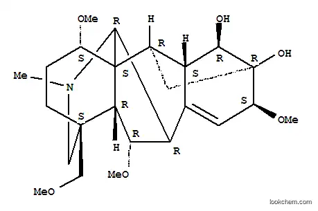 Molecular Structure of 6758-63-0 (Aconitane-13,14-diol,8,15-didehydro-1,6,16-trimethoxy-4-(methoxymethyl)-20-methyl-, (1a,6a,14a,16b)- (9CI))