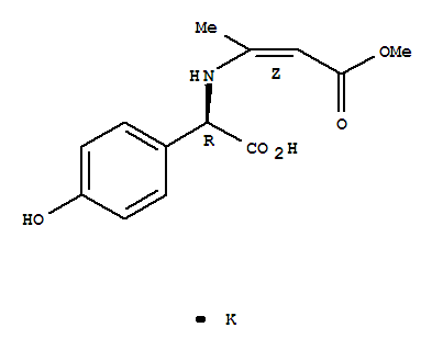 Benzeneacetic acid,4-hydroxy-a-[[(1Z)-3-methoxy-1-methyl-3-oxo-1-propen-1-yl]amino]-,potassium salt (1:1), (aR)-