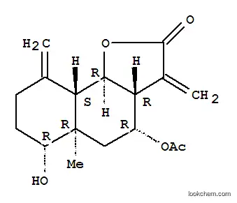Molecular Structure of 69845-02-9 ((3aR,4R,5aR,6R,9aS,9bR)-6-hydroxy-5a-methyl-3,9-dimethylidene-2-oxododecahydronaphtho[1,2-b]furan-4-yl acetate)