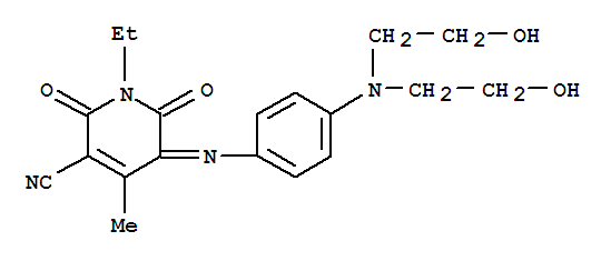 71093-01-1,5-[[4-[bis(2-hydroxyethyl)amino]phenyl]imino]-1-ethyl-1,2,5,6-tetrahydro-4-methyl-2,6-dioxonicotinonitrile,5-[[4-[bis(2-hydroxyethyl)amino]phenyl]imino]-1-ethyl-1,2,5,6-tetrahydro-4-methyl-2,6-dioxonicotinonitrile