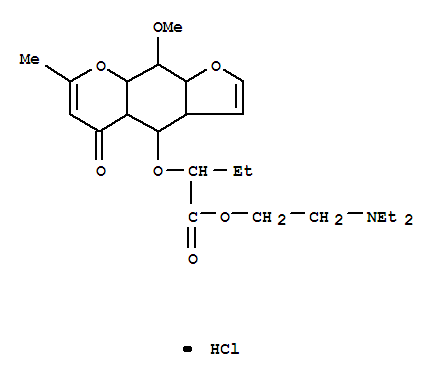Butanoic acid,2-[(3a,4a,5,8a,9,9a-hexahydro-9-methoxy-7-methyl-5-oxo-4H-furo[3,2-g][1]benzopyran-4-yl)oxy]-,2-(diethylamino)ethyl ester, hydrochloride (1:1)