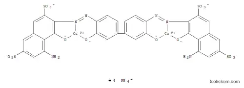 Molecular Structure of 71566-20-6 (Cuprate(4-), [m-[[3,3'-[[3,3'-di(hydroxy-kO)[1,1'-biphenyl]-4,4'-diyl]bis(2,1-diazenediyl-kN1)]bis[5-amino-4-(hydroxy-kO)-2,7-naphthalenedisulfonato]](8-)]]di-,ammonium (1:4))