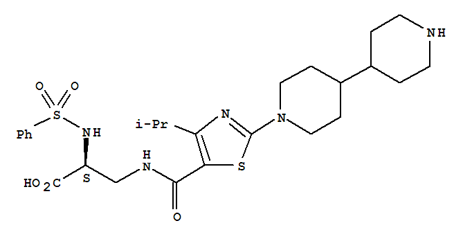 718595-27-8,3-[4-Isopropyl-2-[4-(4-piperidinyl)piperidin-1-yl]thiazol-5-ylcarboxamido]-2(S)-(phenylsulfonamido)propionic acid,UR 12947