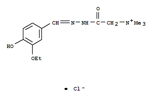 7255-75-6,Ethanaminium,2-[2-[(3-ethoxy-4-hydroxyphenyl)methylene]hydrazinyl]-N,N,N-trimethyl-2-oxo-,chloride (1:1),Ammonium,(carboxymethyl)trimethyl-, chloride, (3-ethoxy-4-hydroxybenzylidene)hydrazide(8CI); NSC 64409