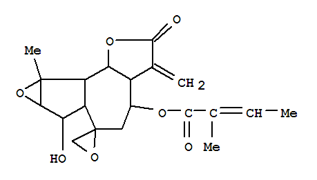 72947-98-9,2-Butenoic acid,2-methyl-,(2R,3'aR,4'R,6'aS,7'S,7'aR,8'aS,8'bS,8'cS)-decahydro-7'-hydroxy-8'a-methyl-3'-methylene-2'-oxospiro[oxirane-2,6'(2'H)-oxireno[2,3]azuleno[4,5-b]furan]-4'-ylester, (2E)- (9CI),2-Butenoicacid, 2-methyl-,decahydro-7'-hydroxy-8'a-methyl-3'-methylene-2'-oxospiro[oxirane-2,6'(2'H)-oxireno[2,3]azuleno[4,5-b]furan]-4'-ylester, [3'aR-[3'aa,4'b(E),6'a,6'aa,7'b,7'ab,8'ab,8'ba,8'cb]]-; Spiro[oxirane-2,6'(2'H)-oxireno[2,3]azuleno[4,5-b]furan],2-butenoic acid deriv.; Eupachifolin E