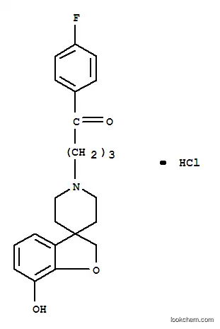 Molecular Structure of 73962-19-3 (1-Butanone,1-(4-fluorophenyl)-4-(7-hydroxyspiro[benzofuran-3(2H),4'-piperidin]-1'-yl)-,hydrochloride (1:1))