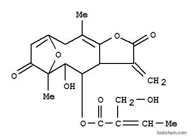 Molecular Structure of 76235-74-0 ((E)-2-Hydroxymethyl-2-butenoic acid [(3aS,4S,5S,6R,10Z,11aR)-2,3,3a,4,5,6,7,11a-octahydro-5-hydroxy-6,10-dimethyl-3-methylene-2,7-dioxo-6,9-epoxycyclodeca[b]furan-4-yl] ester)