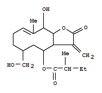 Butanoic acid,2-methyl-,2,3,3a,4,5,6,7,8,11,11a-decahydro-11-hydroxy-6-(hydroxymethyl)-10-methyl-3-methylene-2-oxocyclodeca[b]furan-4-ylester (9CI)
