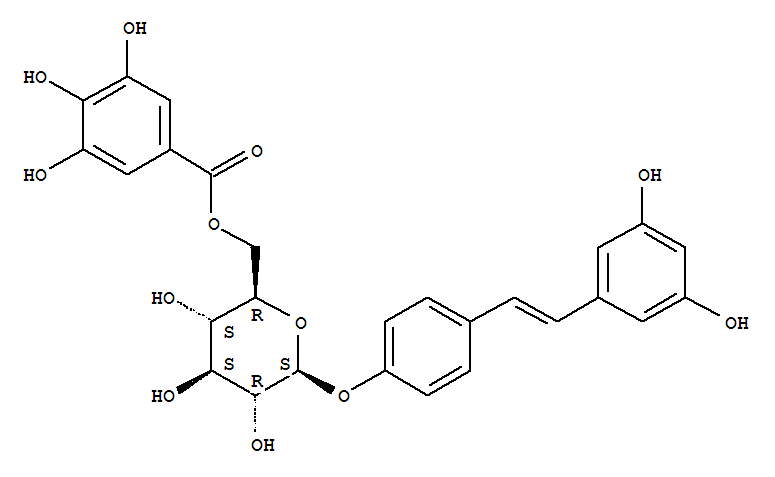 b-D-Glucopyranoside,4-[2-(3,5-dihydroxyphenyl)ethenyl]phenyl, 6-(3,4,5-trihydroxybenzoate)