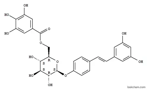 Molecular Structure of 80446-63-5 (3,4',5-trihydroxystilbene-4'-O-(6''-O-galloyl)glucopyranoside)