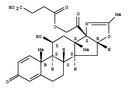 5'H-Pregna-1,4-dieno[17,16-d]oxazole-3,20-dione,21-(3-carboxy-1-oxopropoxy)-11-hydroxy-2'-methyl-, (11b,16b)- (9CI)