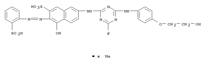 2-Naphthalenesulfonicacid,7-[[4-fluoro-6-[[4-(2-hydroxyethoxy)phenyl]amino]-1,3,5-triazin-2-yl]amino]-4-hydroxy-3-[2-(2-sulfophenyl)diazenyl]-,sodium salt (1: )