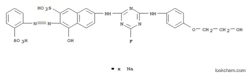 Molecular Structure of 83763-59-1 (7-[[4-fluoro-6-[[4-(2-hydroxyethoxy)phenyl]amino]-1,3,5-triazin-2-yl]amino]-4-hydroxy-3-[(2-sulphophenyl)azo]naphthalene-2-sulphonic acid, sodium salt)