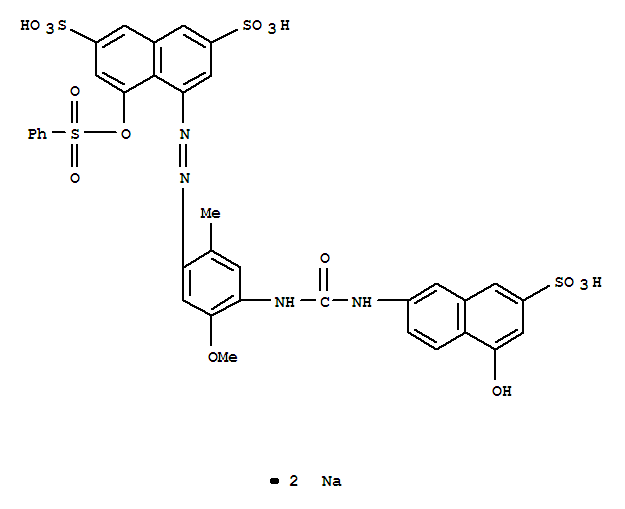 2,7-Naphthalenedisulfonicacid,4-[2-[4-[[[(5-hydroxy-7-sulfo-2-naphthalenyl)amino]carbonyl]amino]-5-methoxy-2-methylphenyl]diazenyl]-5-[(phenylsulfonyl)oxy]-,sodium salt (1:2)