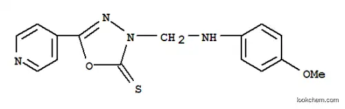 Molecular Structure of 84249-76-3 (1,3,4-Oxadiazole-2(3H)-thione, 3-(((4-methoxyphenyl)amino)methyl)-5-(4 -pyridinyl)-)
