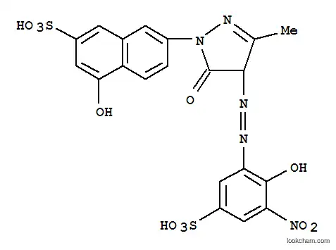 Molecular Structure of 85136-00-1 (7-[4,5-dihydro-4-[(2-hydroxy-3-nitro-5-sulphophenyl)azo]-3-methyl-5-oxo-1H-pyrazol-1-yl]-4-hydroxynaphthalene-2-sulphonic acid)