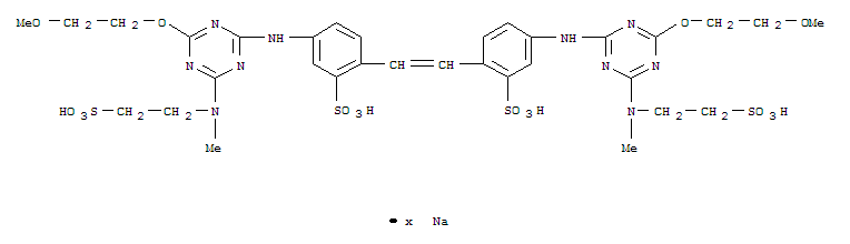 Benzenesulfonic acid,2,2'-(1,2-ethenediyl)bis[5-[[4-(2-methoxyethoxy)-6-[methyl(2-sulfoethyl)amino]-1,3,5-triazin-2-yl]amino]-,sodium salt