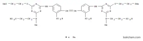 Molecular Structure of 85154-05-8 (4,4'-bis[[4-(2-methoxyethoxy)-6-[methyl(2-sulphoethyl)amino]-1,3,5-triazin-2-yl]amino]stilbene-2,2'-disulphonic acid, sodium salt)