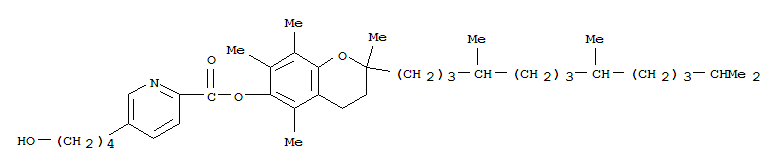 85446-77-1,2,5,7,8-tetramethyl-2-(4,8,12-trimethyltridecyl)-3,4-dihydro-2H-chromen-6-yl 5-(4-hydroxybutyl)pyridine-2-carboxylate,