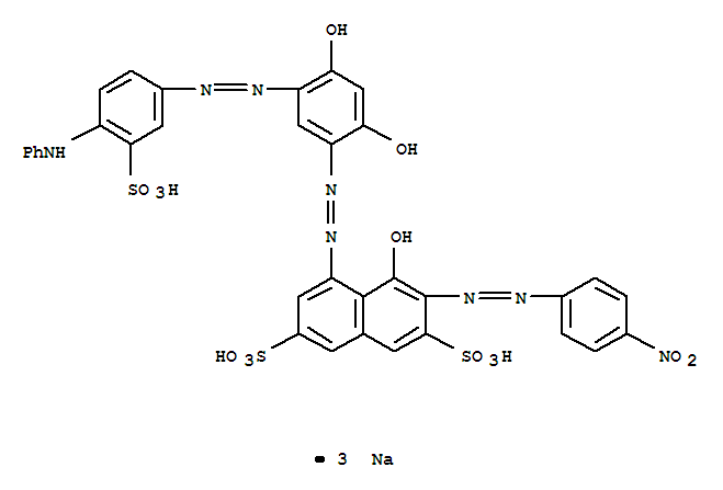2,7-Naphthalenedisulfonicacid,5-[2-[2,4-dihydroxy-5-[2-[4-(phenylamino)-3-sulfophenyl]diazenyl]phenyl]diazenyl]-4-hydroxy-3-[2-(4-nitrophenyl)diazenyl]-,sodium salt (1:3)