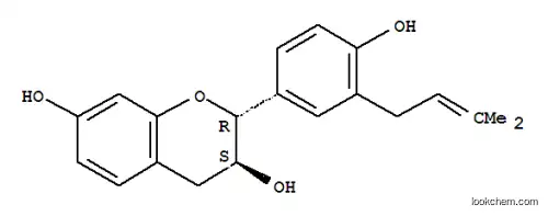 Molecular Structure of 90902-19-5 ((2R,3S)-3,4-Dihydro-2-[4-hydroxy-3-(3-methyl-2-butenyl)phenyl]-2H-1-benzopyran-3,7-diol)