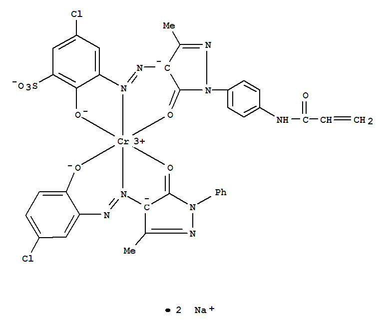 93941-95-8,Chromate(2-),[5-chloro-3-[[4,5-dihydro-3-methyl-5-oxo-1-[4-[(1-oxo-2-propenyl)amino]phenyl]-1H-pyrazol-4-yl]azo]-2-hydroxybenzenesulfonato(3-)][4-[(5-chloro-2-hydroxyphenyl)azo]-2,4-dihydro-5-methyl-2-phenyl-3H-pyrazol-3-onato(2-)]-,disodium (9CI),3H-Pyrazol-3-one,4-[(5-chloro-2-hydroxyphenyl)azo]-2,4-dihydro-5-methyl-2-phenyl-, chromiumcomplex; Benzenesulfonic acid, 5-chloro-3-[[4,5-dihydro-3-methyl-5-oxo-1-[4-[(1-oxo-2-propenyl)amino]phenyl]-1H-pyrazol-4-yl]azo]-2-hydroxy-,chromium complex
