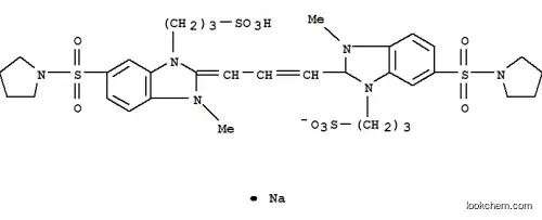Molecular Structure of 94200-20-1 (1H-Benzimidazolium, 2-[3-[1,3-dihydro-1-methyl-5-(1-pyrrolidinylsulfonyl)-3-(3-sulfopropyl)-2H-benzimidazol-2-ylidene]-1-propenyl]-1-methyl-5-(1-pyrrolidinylsulfonyl)-3-(3-sulfopropyl)-, hydroxide, inner salt, sodium salt)