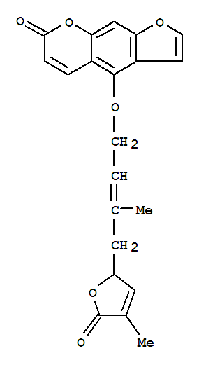94418-50-5,7H-Furo[3,2-g][1]benzopyran-7-one,4-[[4-(2,5-dihydro-4-methyl-5-oxo-2-furanyl)-3-methyl-2-buten-1-yl]oxy]-, (+)-,7H-Furo[3,2-g][1]benzopyran-7-one,4-[[4-(2,5-dihydro-4-methyl-5-oxo-2-furanyl)-3-methyl-2-butenyl]oxy]-, (+)-(9CI); (+)-Anisolactone; Anisolactone