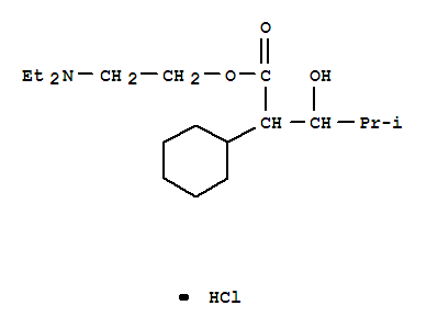 95220-07-8,Cyclohexaneacetic acid,a-(1-hydroxy-2-methylpropyl)-,2-(diethylamino)ethyl ester, hydrochloride (1:1),Cyclohexaneaceticacid, a-(1-hydroxy-2-methylpropyl)-,2-(diethylamino)ethyl ester, hydrochloride (7CI)