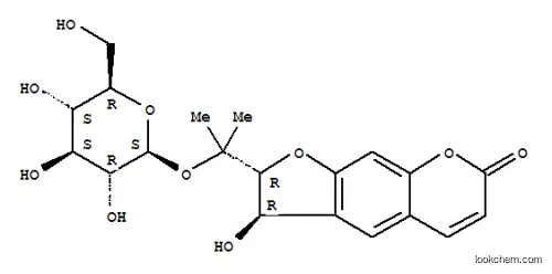 Molecular Structure of 96648-59-8 (7H-Furo[3,2-g][1]benzopyran-7-one,2-[1-(b-D-glucopyranosyloxy)-1-methylethyl]-2,3-dihydro-3-hydroxy-,(2R,3R)-)